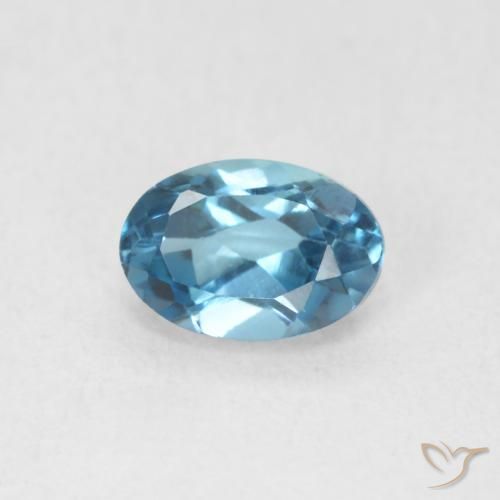 0.69ct Natürlicher London Blau Topas, Oval, VVS-VS