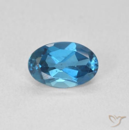 0.60ct Natürlicher London Blau Topas, Oval, VVS-VS