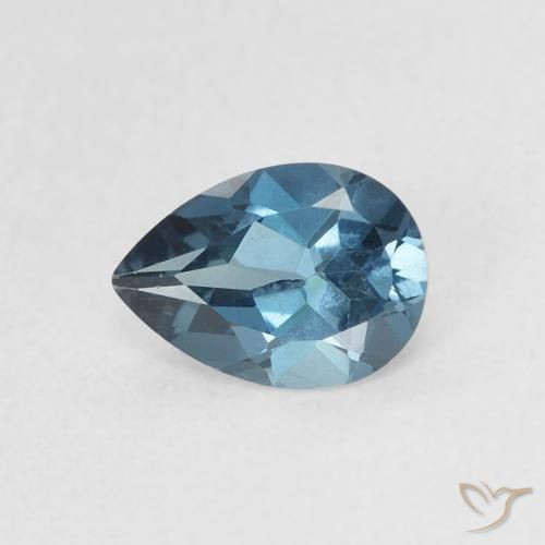 0.76ct Natürlicher London Blau Topas, Birnenform, VVS-VS