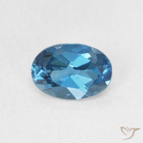 0.63ct Natürlicher London Blau Topas, Oval, VVS-VS