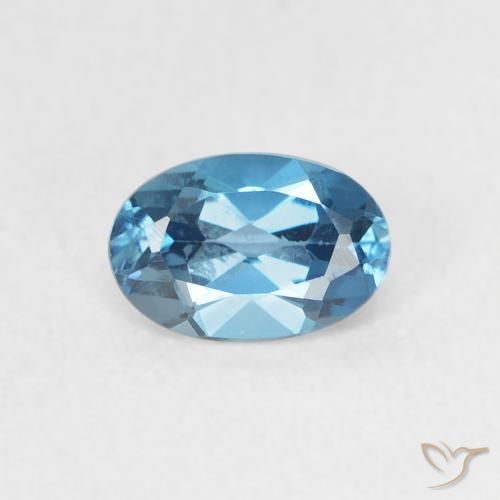 0.60ct Natürlicher London Blau Topas, Oval, VVS-VS