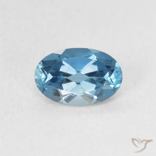 0.54ct Natürlicher London Blau Topas, Oval, VVS-VS