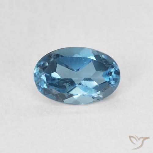 0.61ct Natürlicher London Blau Topas, Oval, VVS-VS