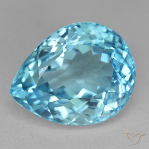 21.84ct Natürlicher Swiss Blue Topas, Birnenform, VVS-VS
