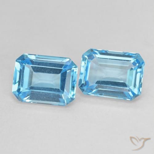 3.96ctw Natürlicher Swiss Blue Topas, Smaragdschliff, VVS