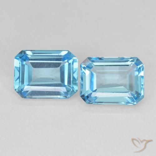 3.96 ct natürliche Swiss Blue Topas-Edelsteine, Oktagonschliff, VVS