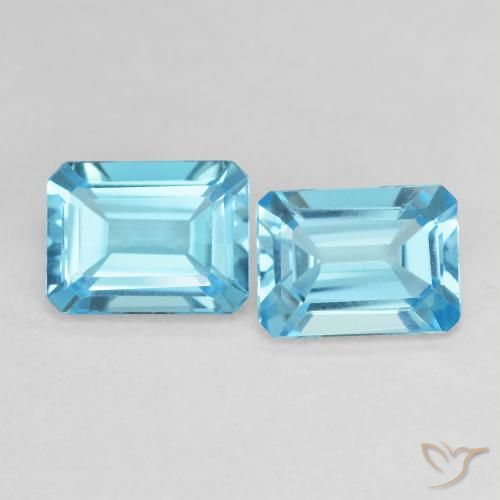 3.40ctw Natürlicher Swiss Blue Topas, Smaragdschliff, VVS-VS