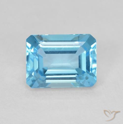 1.97ct Natürlicher Swiss Blue Topas, Smaragdschliff, VVS-VS