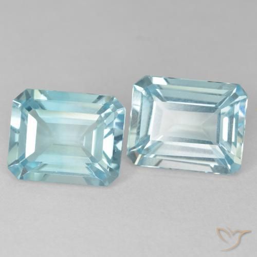 7.57 ct natürliche Hellgrünliches Blau Topas-Edelsteine, Oktagonschliff, VVS-VS