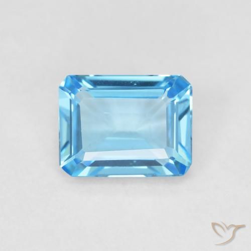 1.80ct Natürlicher Deep Sky Blue Topas, Smaragdschliff, VVS