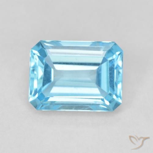 2.02ct Natürlicher Swiss Blue Topas, Oktagonschliff, VVS, Photo A