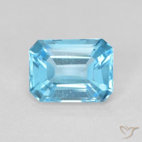 1.90ct Natürlicher Swiss Blue Topas, Oktagonschliff, VVS, Photo A