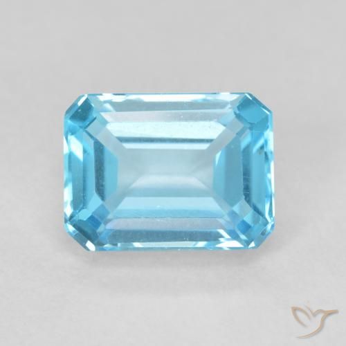 2.16ct Natürlicher Swiss Blue Topas, Smaragdschliff, VVS