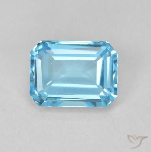 2.11ct Natürlicher Swiss Blue Topas, Smaragdschliff, VVS