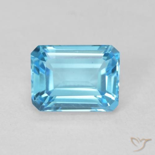 2.14ct Natürlicher Swiss Blue Topas, Smaragdschliff, VVS