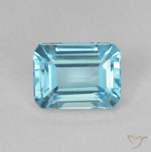2.00ct Natürlicher Helles Himmelblau Topas, Smaragdschliff, VVS
