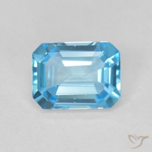 1.76ct Natürlicher Swiss Blue Topas, Smaragdschliff, VVS-VS