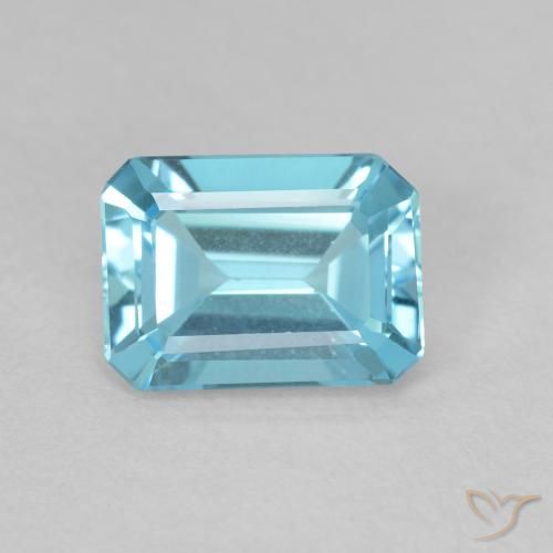 1.68ct Natürlicher hellblau Topas, Smaragdschliff, VVS-VS