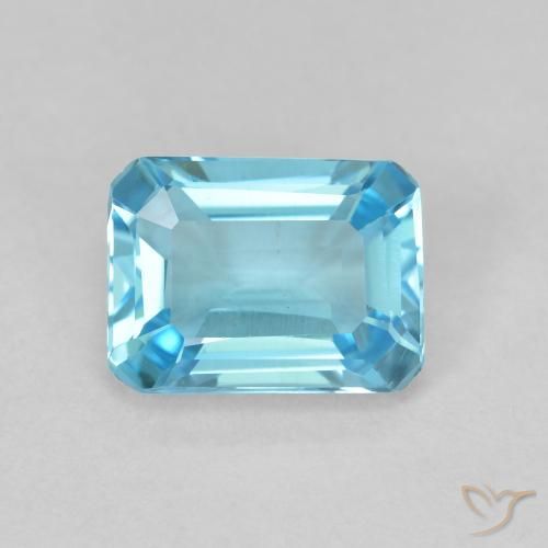 1.91ct Natürlicher Helles Himmelblau Topas, Smaragdschliff, VVS-VS