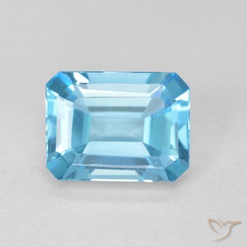 2.01ct Natürlicher Swiss Blue Topas, Smaragdschliff, Lichtdurchlässig
