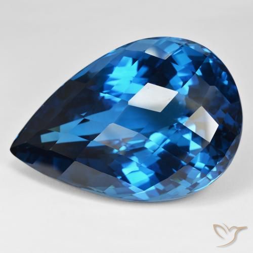 215.16ct Natürlicher London Blau Topas, Birnenform, VVS