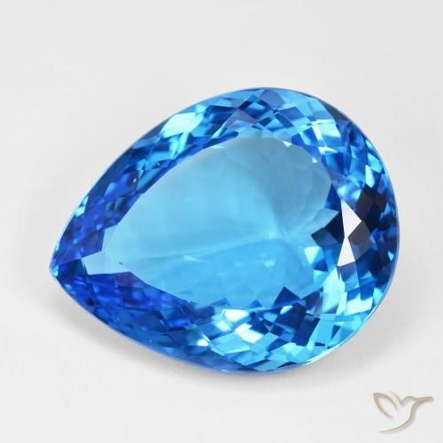 55.81ct Natürlicher Tiefes Azurblau Topas, Birnenform, IF