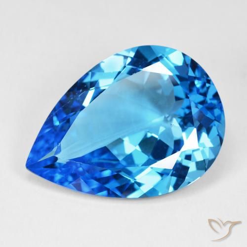 29.39ct Natürlicher Tiefes Schweizer Blau Topas, Birnenform, VS