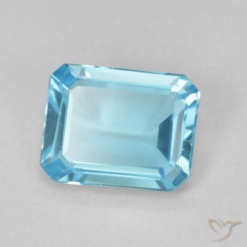 9,17 ctw natürlicher Swiss Blue Topas, Oktagonschliff, VVS
