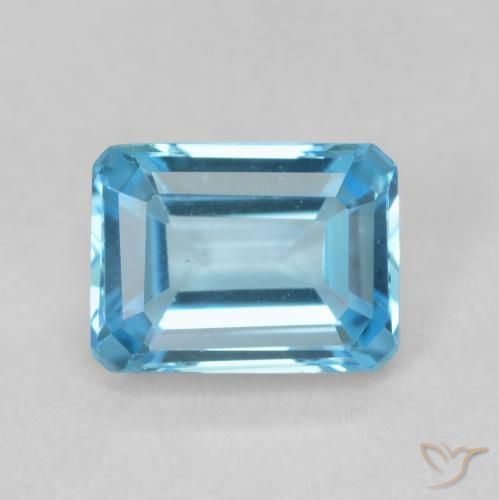 2.00ct Natürlicher Swiss Blue Topas, Oktagonschliff, VVS-VS, Photo A