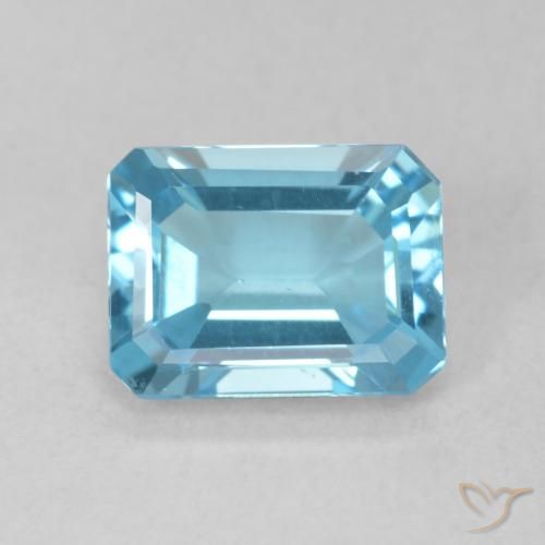 1.74ct Natürlicher Swiss Blue Topas, Smaragdschliff, VVS-VS