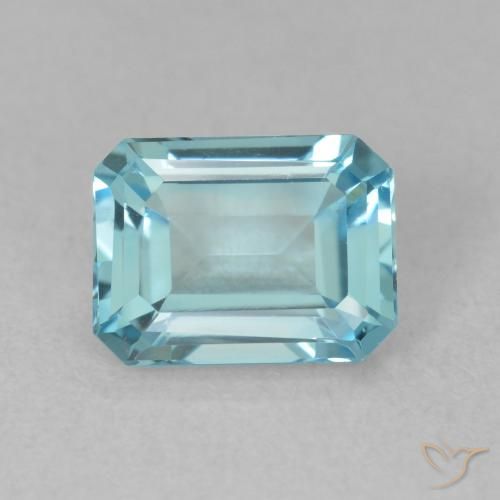 1.89ct Natürlicher hellblau Topas, Smaragdschliff, VS