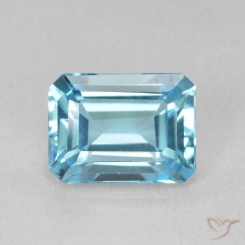 1.80ct Natürlicher Baby blau Topas, Smaragdschliff, VVS