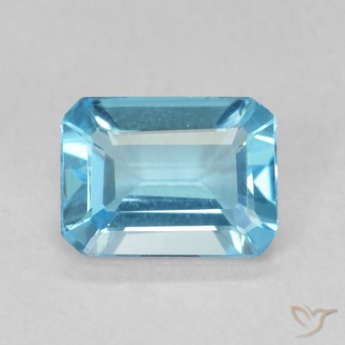 1.68ct Natürlicher Swiss Blue Topas, Smaragdschliff, VVS
