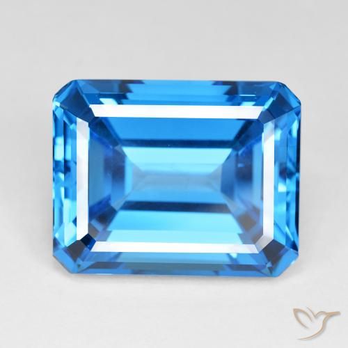 60.43ct Natürlicher Tiefes Schweizer Blau Topas, Smaragdschliff, IF