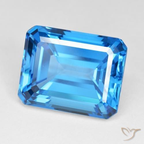 9,17 ctw natürlicher Tiefes Schweizer Blau Topas, Oktagonschliff, IF