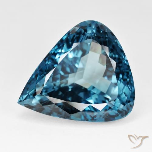 95.69ct Natürlicher London Blau Topas, Birnenform, IF