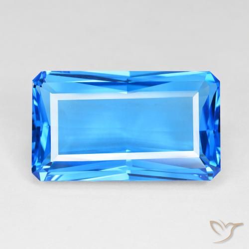 51.23ct Natürlicher Tiefes Schweizer Blau Topas, Oktagonschliff, IF, Photo A