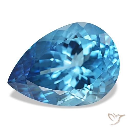 23.70ct Swiss Blue Topas, Birnenform, VVS-VS