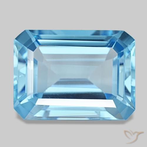 15.85ct Blauer Topas, Smaragdschliff, VS