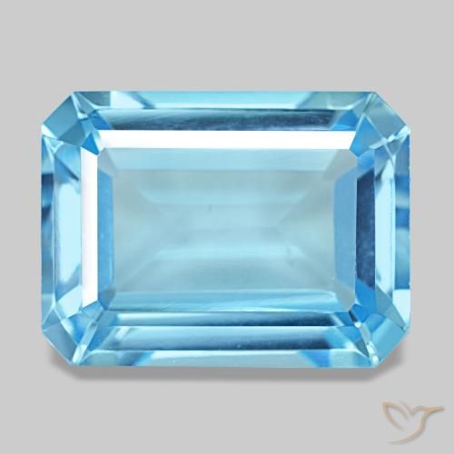 14.58ct Blauer Topas, Smaragdschliff, VS