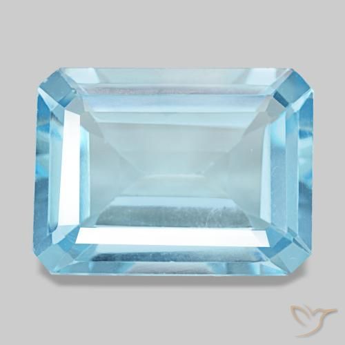 12.92ct Blauer Topas, Smaragdschliff, VS