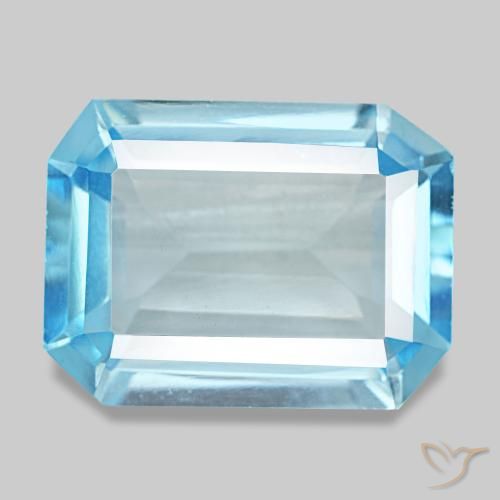 12.60ct Blauer Topas, Smaragdschliff, VVS