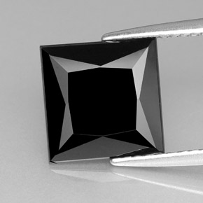 3,06 ctw natürlicher schwarzer Turmalin, Quadrat, Lichtundurchlässig