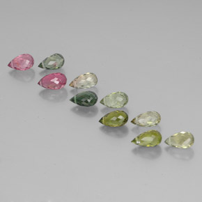 7,04 ct natürliche mehrfarbiger Turmalin-Edelsteine, Briolette, VS-SI