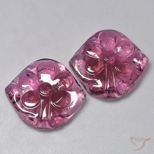 24.38 ct natürliche rötlich-lila Turmalin-Edelsteine, Blumen-Schliff, Transparent