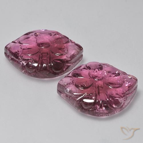 24.38 ct natürliche rötlich-lila Turmalin-Edelsteine, Blumen-Schliff, Transparent