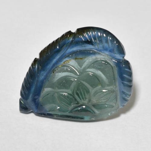 8.97ct Natürlicher Mittelblaues Grün Turmalin, Blumen-Schliff, Transparent