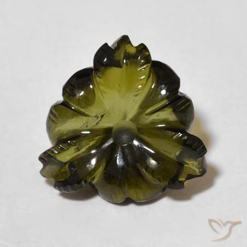 4.28ct Natürlicher dunkelgrün Turmalin, Blumen-Schliff, Transparent