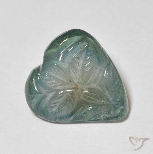 9,17 ctw natürlicher grünlich-blau Turmalin, Blumen-Schliff, Transparent