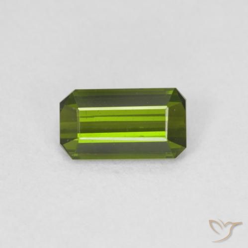 0.91ct Natürlicher gelblich-grün Turmalin, Smaragdschliff, VVS